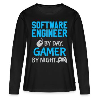 Gamer Software Engineer - Women's Premium Organic Long Sleeve Shirt - black - Front - Julia (174cm)