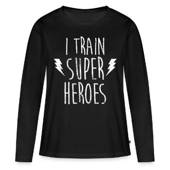 Trainer - Frauen Premium Bio Langarmshirt - Schwarz - Vorne - Julia (174cm)