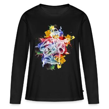 ukulélé - T-shirt manches longues Premium bio Femme - noir - Devant - Julia (174cm)