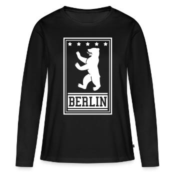 Ours de Berlin - T-shirt manches longues Premium bio Femme - noir - Devant - Julia (174cm)
