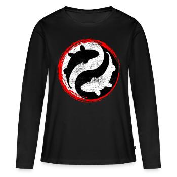 Koi Ying Yang - T-shirt manches longues Premium bio Femme - noir - Devant - Julia (174cm)