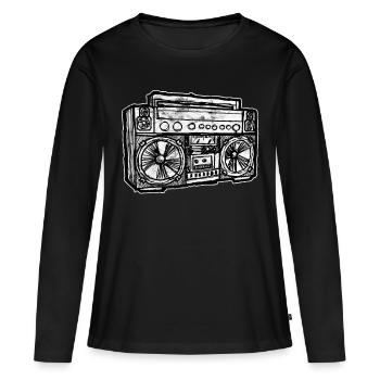 Cassette Ghetto Blaster Hip Hop - T-shirt manches longues Premium bio Femme - noir - Devant - Julia (174cm)