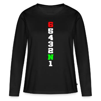 Circuit moto - T-shirt manches longues Premium bio Femme - noir - Devant - Julia (174cm)