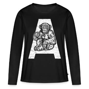 Chimpanzé de primate singe - T-shirt manches longues Premium bio Femme - noir - Devant - Julia (174cm)