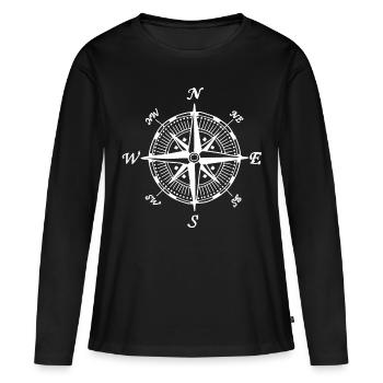 Kompass - Frauen Premium Bio Langarmshirt - Schwarz - Vorne - Julia (174cm)