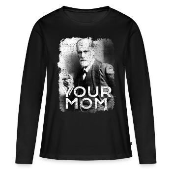 Sigmund Freud Deine Mutter - Frauen Premium Bio Langarmshirt - Schwarz - Vorne - Julia (174cm)