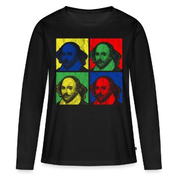 POP ART SHAKESPEARE - T-shirt manches longues Premium bio Femme - noir - Devant - Julia (174cm)