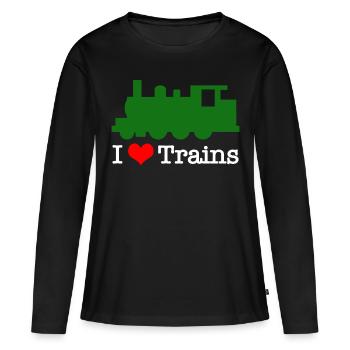 Zuege Liebe Bahn - Frauen Premium Bio Langarmshirt - Schwarz - Vorne - Julia (174cm)