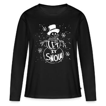 Schneemann - Frauen Premium Bio Langarmshirt - Schwarz - Vorne - Julia (174cm)
