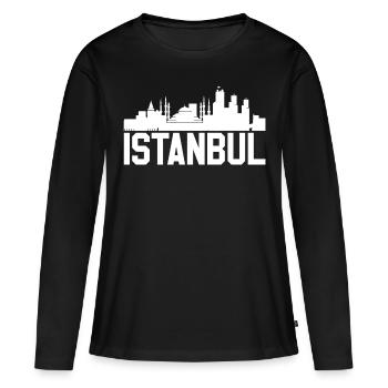 Horizon d'Istanbul - T-shirt manches longues Premium bio Femme - noir - Devant - Julia (174cm)