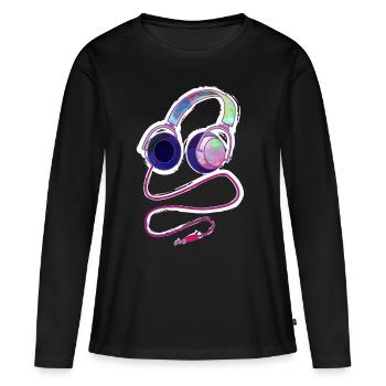 casque - T-shirt manches longues Premium bio Femme - noir - Devant - Julia (174cm)