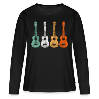 ukulélé - T-shirt manches longues Premium bio Femme - noir - Devant - Julia (174cm)
