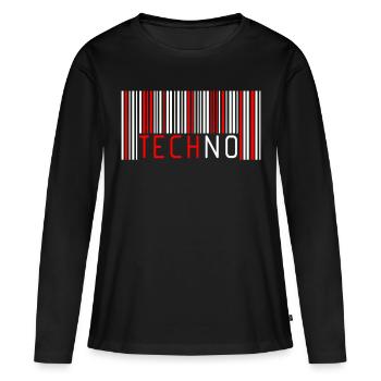 Barcode Techno - Frauen Premium Bio Langarmshirt - Schwarz - Vorne - Julia (174cm)