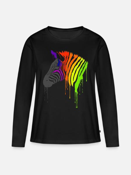 Regebnbogen Zebra - Frauen Premium Bio Langarmshirt - Schwarz