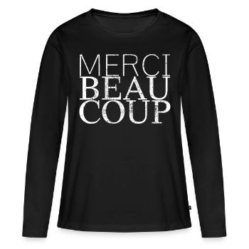 Merci Beaucoup - T-shirt manches longues Premium bio Femme - noir - Devant - Julia (174cm)