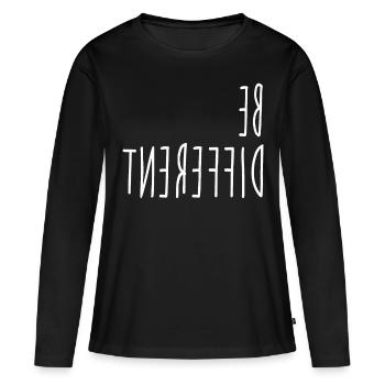 BE DIFFERENT SHIRT - Frauen Premium Bio Langarmshirt - Schwarz - Vorne - Julia (174cm)