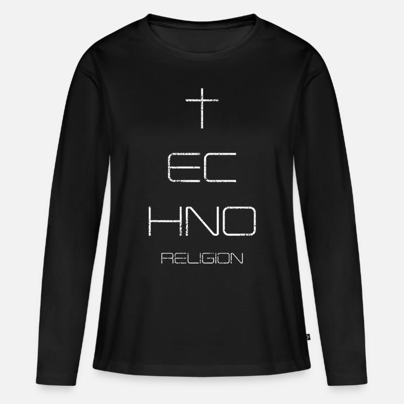 Religion Techno - Frauen Premium Bio Langarmshirt - Schwarz
