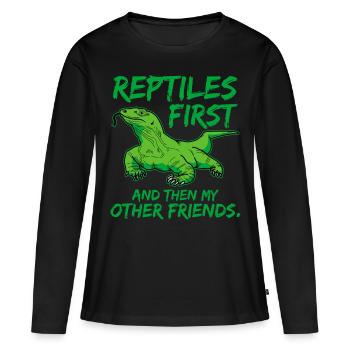 reptiles - T-shirt manches longues Premium bio Femme - noir - Devant - Julia (174cm)