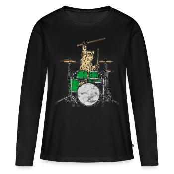 batteur - T-shirt manches longues Premium bio Femme - noir - Devant - Julia (174cm)