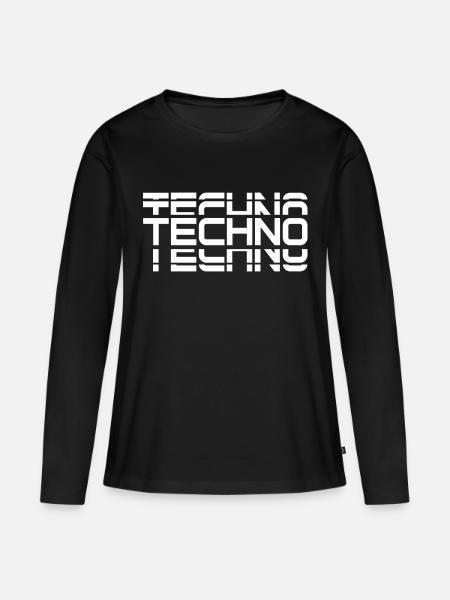 Techno Techno Techno - Frauen Premium Bio Langarmshirt - Schwarz
