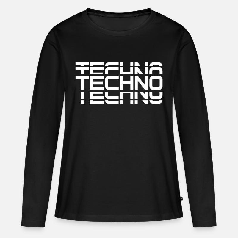 Techno Techno Techno - Frauen Premium Bio Langarmshirt - Schwarz