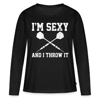 Flèches de fléchettes Vintage Spell Funny - T-shirt manches longues Premium bio Femme - noir - Devant - Julia (174cm)