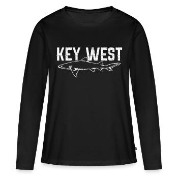 Key West Hai Shirt - T-shirt manches longues Premium bio Femme - noir - Devant - Julia (174cm)