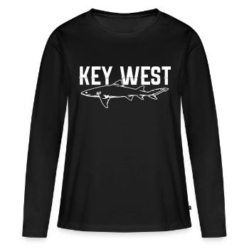 Key West - Frauen Premium Bio Langarmshirt - Schwarz - Vorne - Julia (174cm)