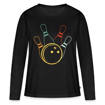 Bowling Bowling - T-shirt manches longues Premium bio Femme - noir - Devant - Julia (174cm)
