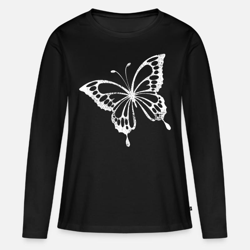 Schmetterling - Frauen Premium Bio Langarmshirt - Schwarz