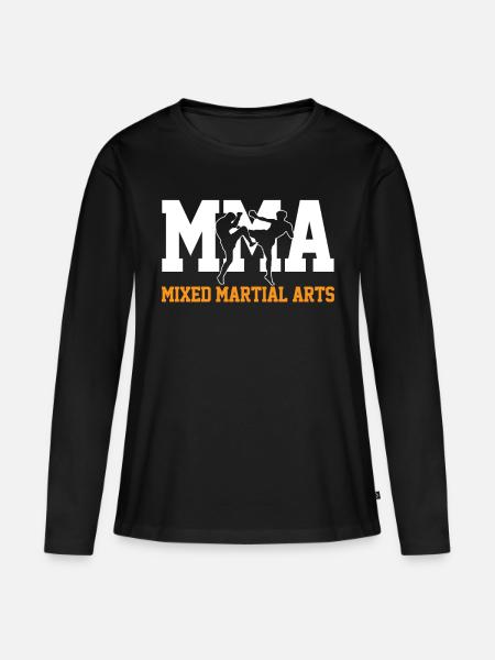 MMA SHIRT - Frauen Premium Bio Langarmshirt - Schwarz