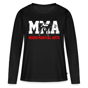 MMA - T-shirt manches longues Premium bio Femme - noir - Devant - Julia (174cm)