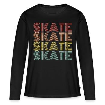 Skate skate skate - T-shirt manches longues Premium bio Femme - noir - Devant - Julia (174cm)