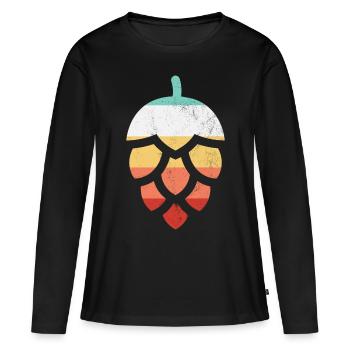 Houblon rétro - T-shirt manches longues Premium bio Femme - noir - Devant - Julia (174cm)