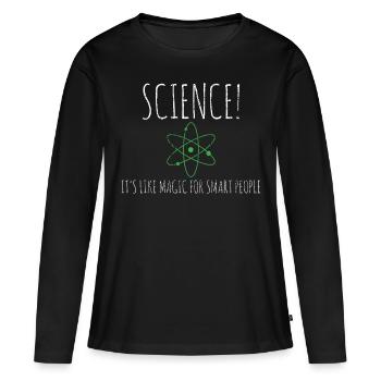 science - T-shirt manches longues Premium bio Femme - noir - Devant - Julia (174cm)