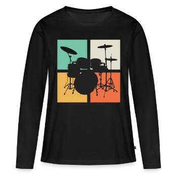 Schlagzeug Set Drumline - Frauen Premium Bio Langarmshirt - Schwarz - Vorne - Julia (174cm)