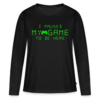 JEU JEU JEU - T-shirt manches longues Premium bio Femme - noir - Devant - Julia (174cm)
