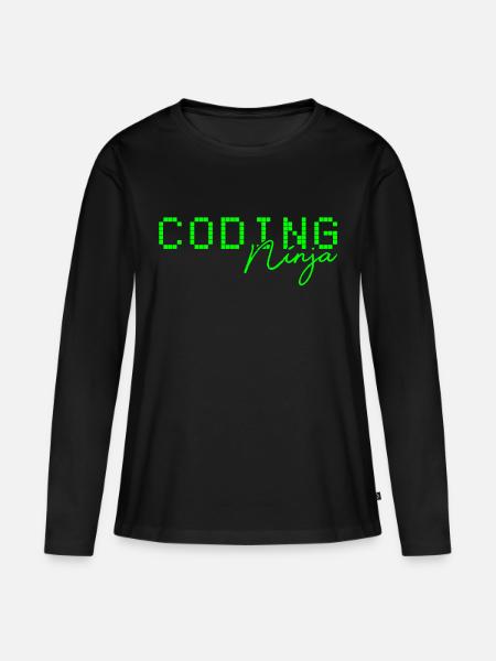 Code Coding Ninja - Frauen Premium Bio Langarmshirt - Schwarz