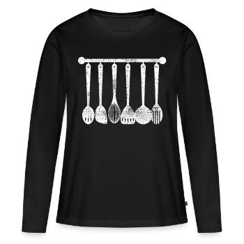 Cuisson - T-shirt manches longues Premium bio Femme - noir - Devant - Julia (174cm)