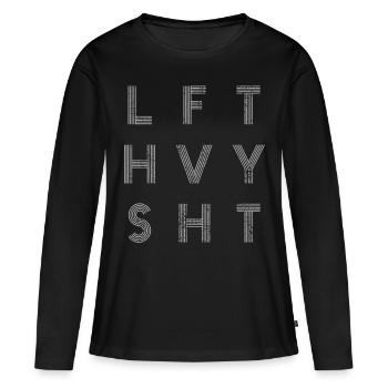 Lift Heavy - T-shirt manches longues Premium bio Femme - noir - Devant - Julia (174cm)
