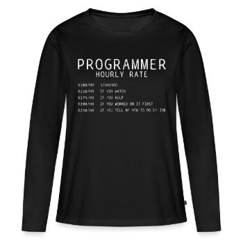Salaire horaire du programmeur - T-shirt manches longues Premium bio Femme - noir - Devant - Julia (174cm)