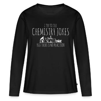 Chimie blagues réaction - T-shirt manches longues Premium bio Femme - noir - Devant - Julia (174cm)