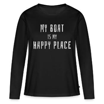 Bateau à voile disant - T-shirt manches longues Premium bio Femme - noir - Devant - Julia (174cm)