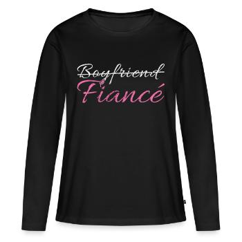 Ami de fiançailles - T-shirt manches longues Premium bio Femme - noir - Devant - Julia (174cm)
