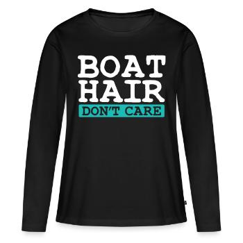 Boot - Frauen Premium Bio Langarmshirt - Schwarz - Vorne - Julia (174cm)