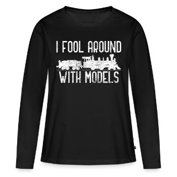 Maquette de locomotive - T-shirt manches longues Premium bio Femme - noir - Devant - Julia (174cm)