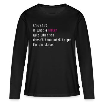 Sœur Noël présente - T-shirt manches longues Premium bio Femme - noir - Devant - Julia (174cm)