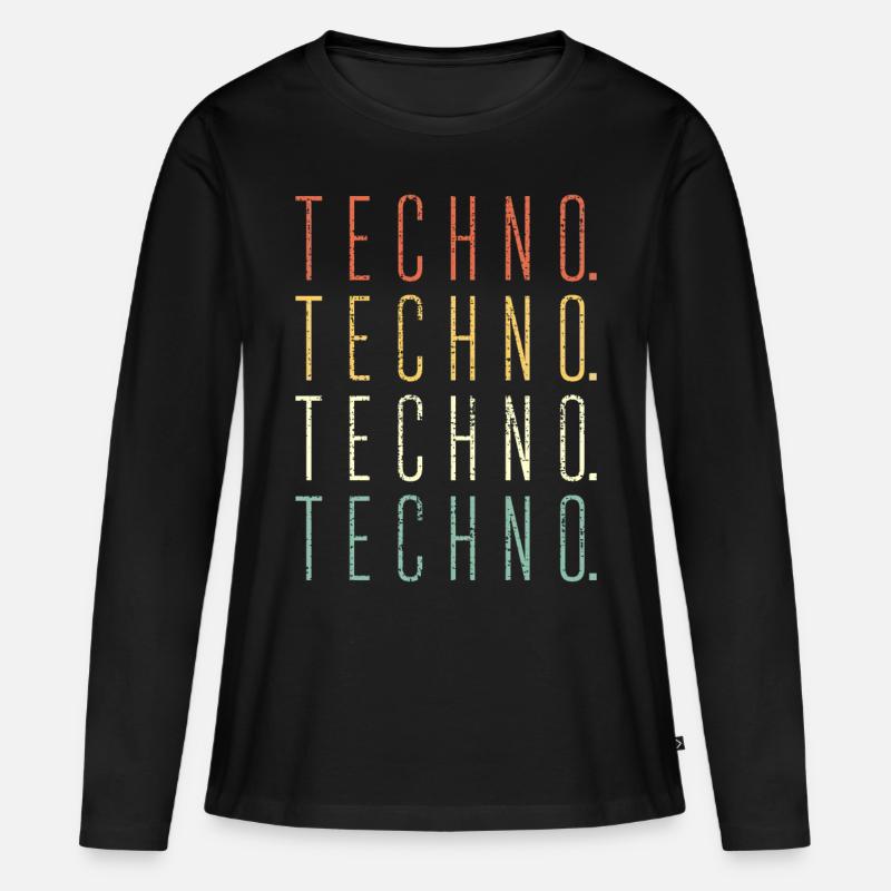 Techno - Frauen Premium Bio Langarmshirt - Schwarz