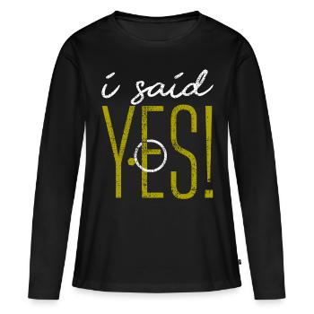 Faire part mariage - T-shirt manches longues Premium bio Femme - noir - Devant - Julia (174cm)