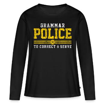 English grammar police - Women's Premium Organic Long Sleeve Shirt - black - Front - Julia (174cm)